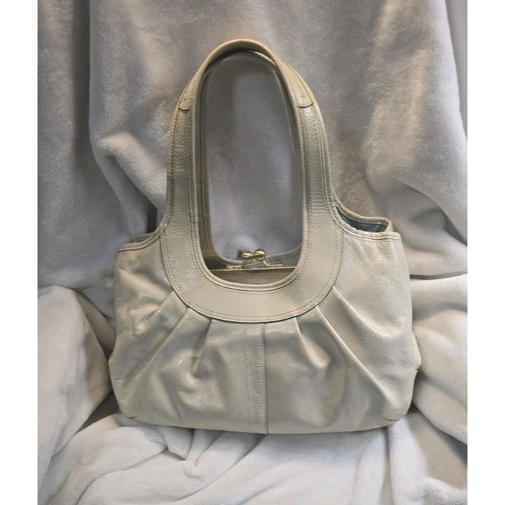 Coach Ergo Pleated Off-white Patent Leather Framed Kisslock Satchel 12520 VTG